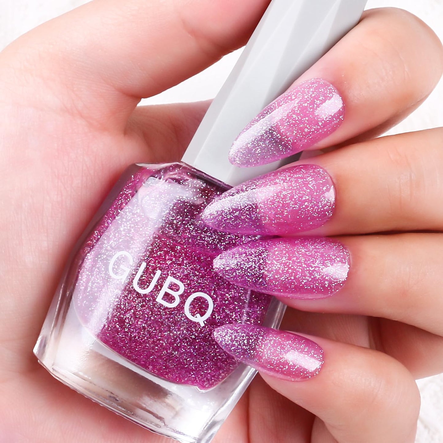 Major Dijit Quick Dry Nail Polish 12ml/0.41fl oz Glitter VioletRed Regular Nail Lacquer Fast Drying & Long Lasting Nail Polish Nail Art Effect for Nail Salon