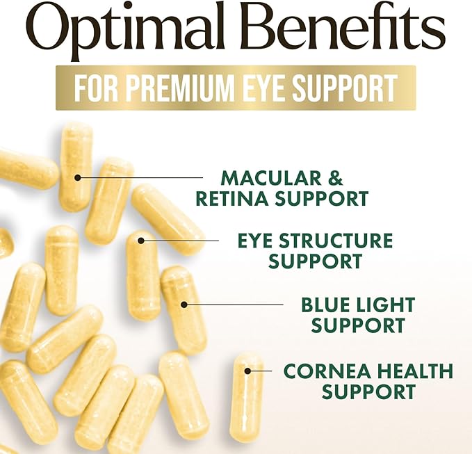 Nature's Peak Eye Vitamin & Mineral Supplement, Contains Zinc, Vitamins C, E, Lutein, & Zeaxanthin, Supports Eye Strain, Vision Health for Adults, Non-GMO, Vegan Eye Vitamins Supplement - 60 Capsules