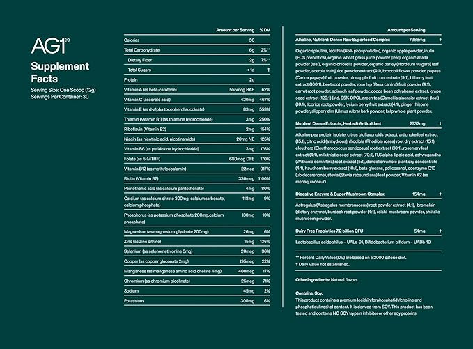 AG1 Greens Powder Supplement | Improve Gut Health | Multivitamin, Probiotic, Gluten Free, Vegan and Keto Friendly | 75 Vitamins (Athletic Greens)