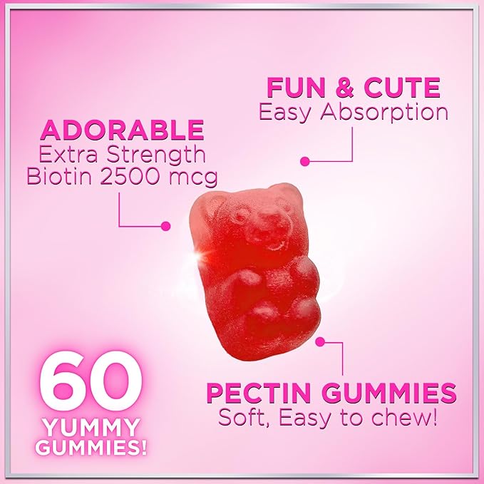 Collagen Peptides for Women - Collagen Gummy with Biotin for Hair, Skin, Nail, Bone & Joint Support, Extra Strength Hydrolyzed Collagen Peptides Supplement for Women & Men, Non-GMO - 60 Gummies