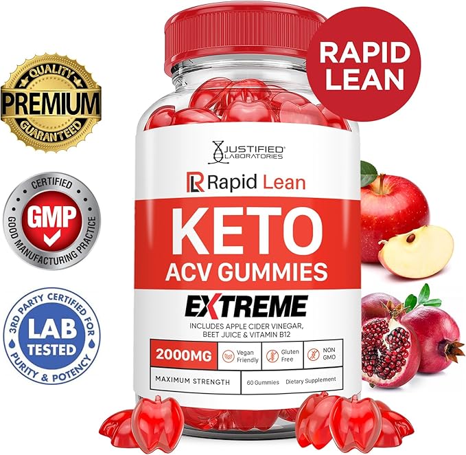 (10 Pack) Rapid Lean Keto ACV Gummies Extreme 2000MG Rapid Lean Keto Gummies Apple Cider Vinegar Formulated with Pomegranate Beet Juice Powder B12 Vegan Non GMO 600 Gummys