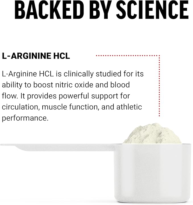 FORCE FACTOR L Arginine HCL, L-Arginine Supplement to Boost Nitric Oxide for Better Circulation, Blood Flow, and Muscle Pumps, L Arginine Powder 6000mg, Unflavored, 30 Servings