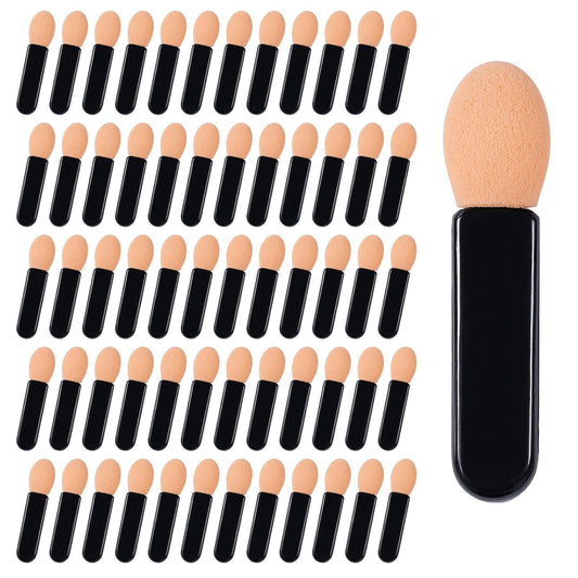 150pcs Eyeshadow Applicators Sponge Tip Small Disposable Eye Shadow Applicators Sticks Double Sided Tipped Oval Makeup Tool Eyeshadow Brush Comestic Portable Travel Mini Short Brushs for Makeup