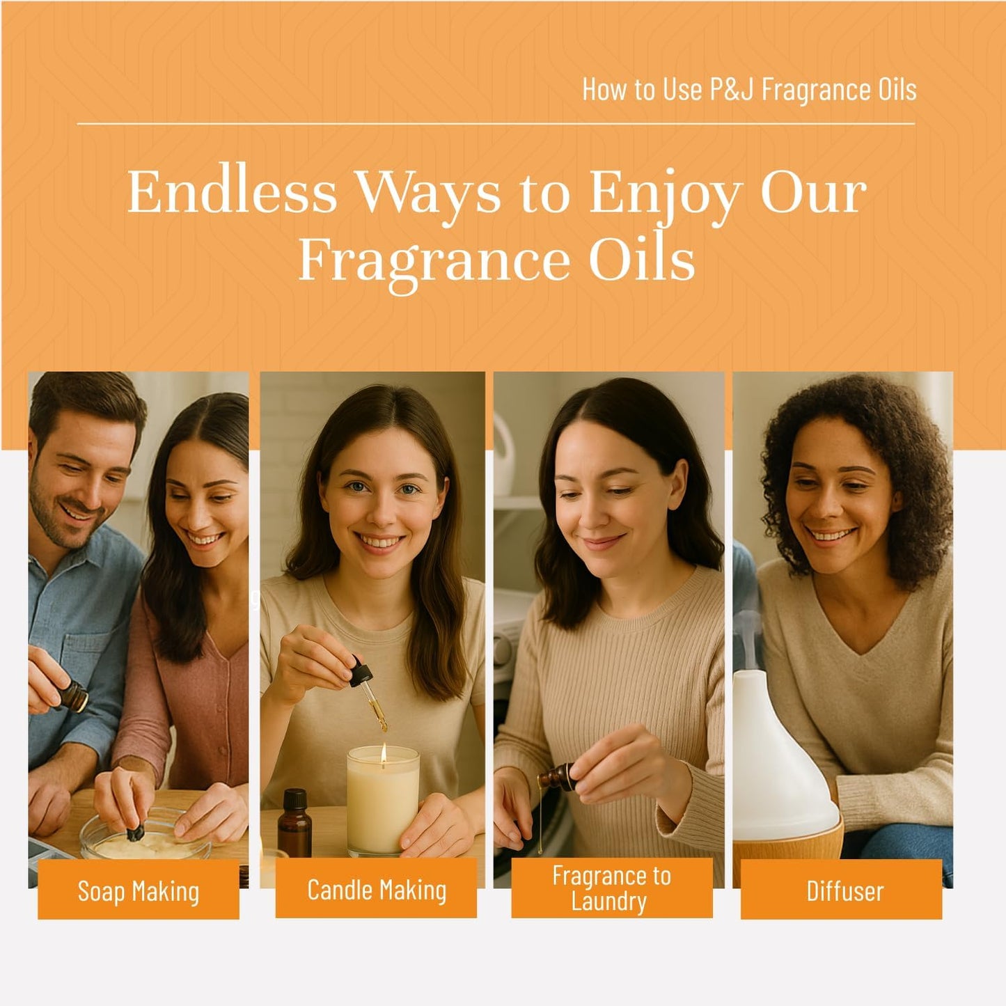 P&J Fragrance Oil Spice Set | Cinnamon, Harvest Spice, Apple Cider, Coffee Cake, Gingerbread, and Pumpkin Pie Candle Scents for Candle Making, Freshie, Soap Making Supplies, Diffuser Oil Scents