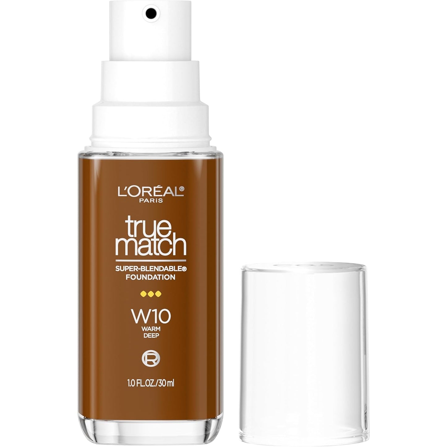 L'Oreal Paris True Match Super-Blendable Foundation, Medium Coverage Liquid Foundation Makeup, W10, Deep, 1 Fl Oz