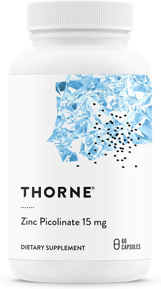 Thorne Zinc Picolinate 15mg - Highly Absorbable Zinc Supplement - Supports Wellness, Immune System, Eye, Skin, and Reproductive Health - Gluten-Free, Soy-Free, Dairy-Free - 60 Capsules
