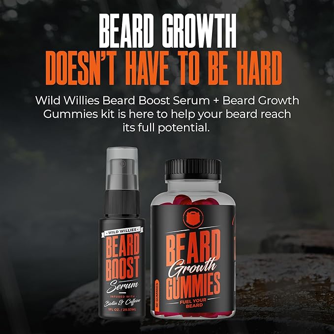 Wild Willies Beard Growth Vitamins Supplement Beard Growth Pills for Fuller & Thicker Beard, Formulated with Biositol Complex & 19 Hair Grooming Nutrients - 60 Capsules