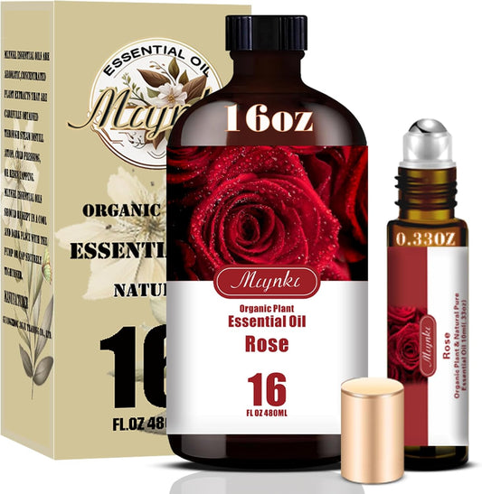 Rose Fragrance Oil-Rose Essential Oil 16.33oz (490ml)-100% Pure Natural Scent for Diffusers, Candles, Soap Making & Aromatherapy-Relaxing Home & Gift Essential Oil for Bath, Massage