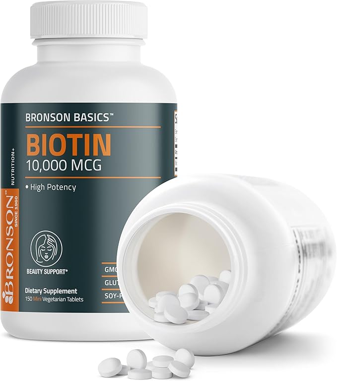 Bronson Biotin 10,000 MCG Supports Healthy Hair, Skin & Nails & Energy Production - High Potency Beauty Support - Non-GMO, 150 Vegetarian Tablets