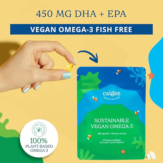 Vegan Omega 3-450mg DHA & EPA Fatty Acids - Sustainable Algae Oil - Plant-Based Fish Oil Alternative - Carrageenan-Free Softgels (120 Ct)