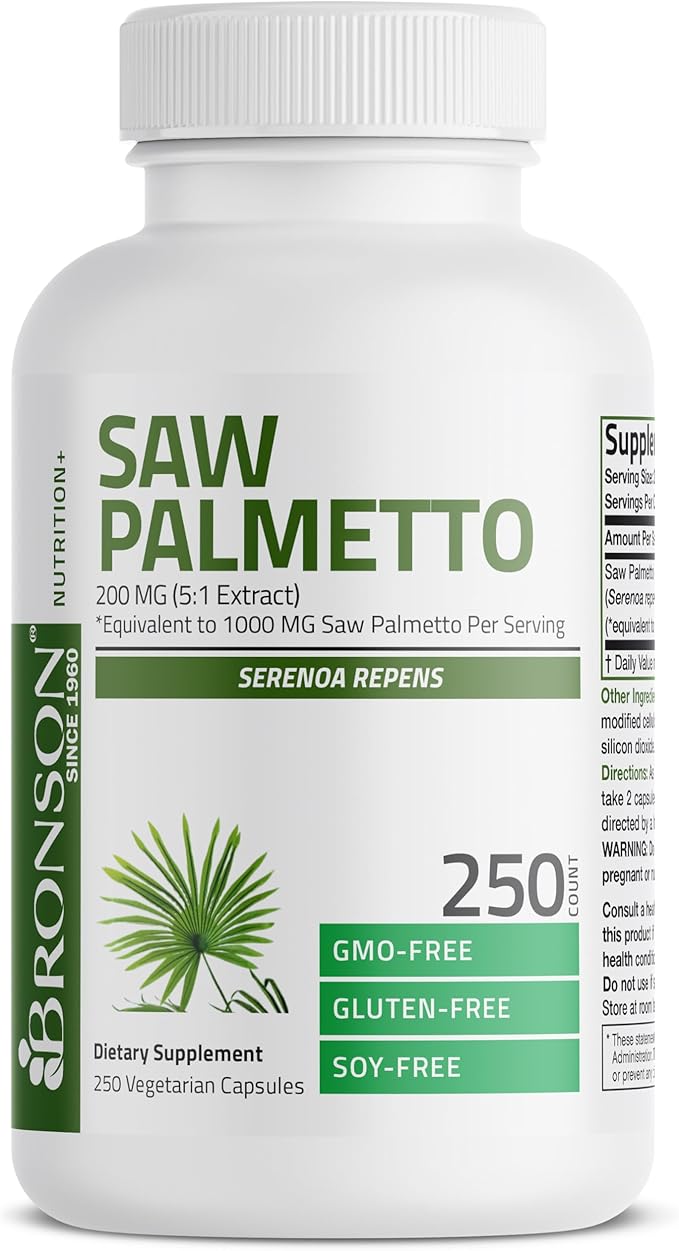 Bronson Saw Palmetto Extra Strength Supports Healthy Prostate Function & Urinary Health Support - Non GMO, 250 Vegetarian Capsules