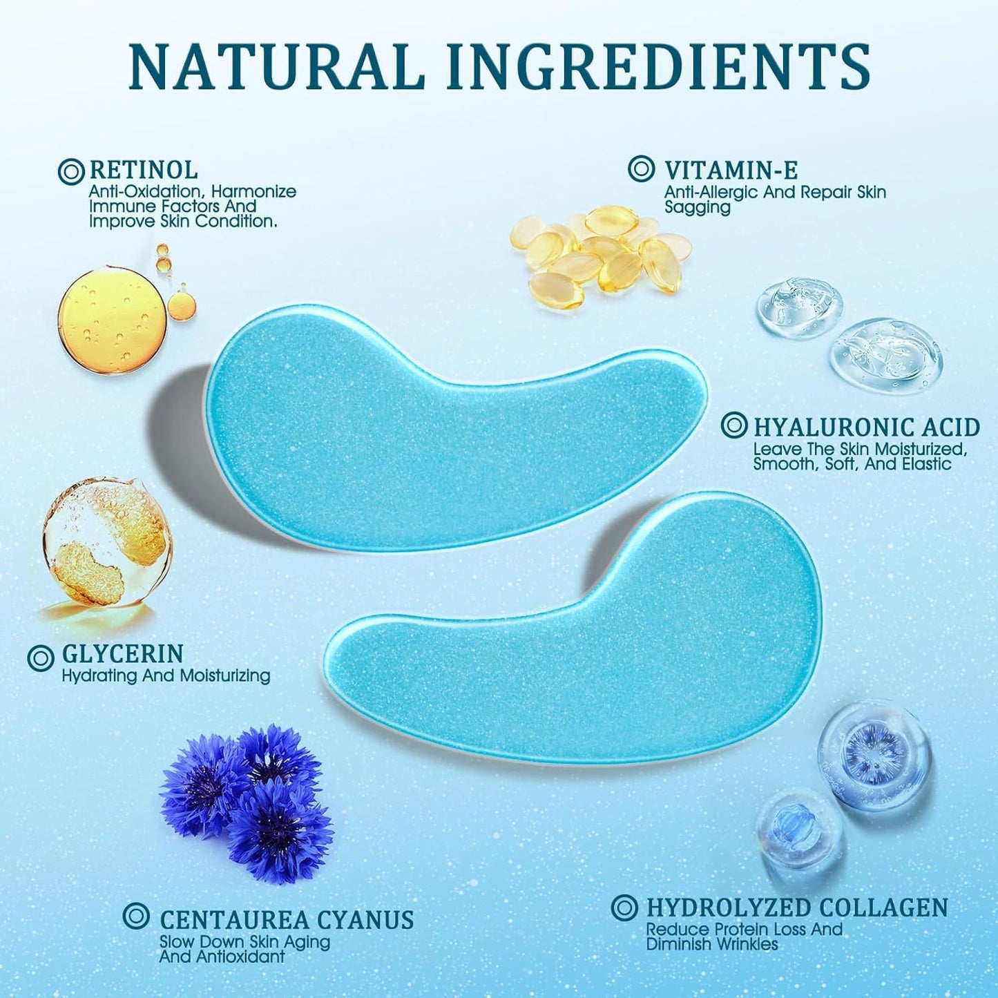 Under Eye Patches Masks - for Fine Lines with Collagen and Hyaluronic Acid, Dark Circles,and Fade Wrinkles, puffiness Smoothing Skin Care Treatment for Women and Men, (30 Pcs) white