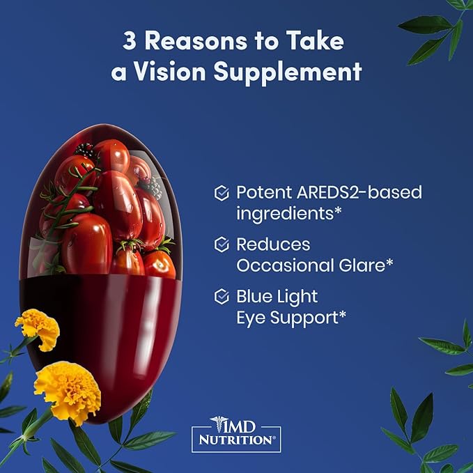 1MD Nutrition VisionMD Eye Vitamin CARMIS - Eye Supplement for Adults - with OptiLut Lutein & Zeaxanthin - Supports Vision Health Care, Everyday Eye Strain, & Occasional Dry Eye - 30 Softgels