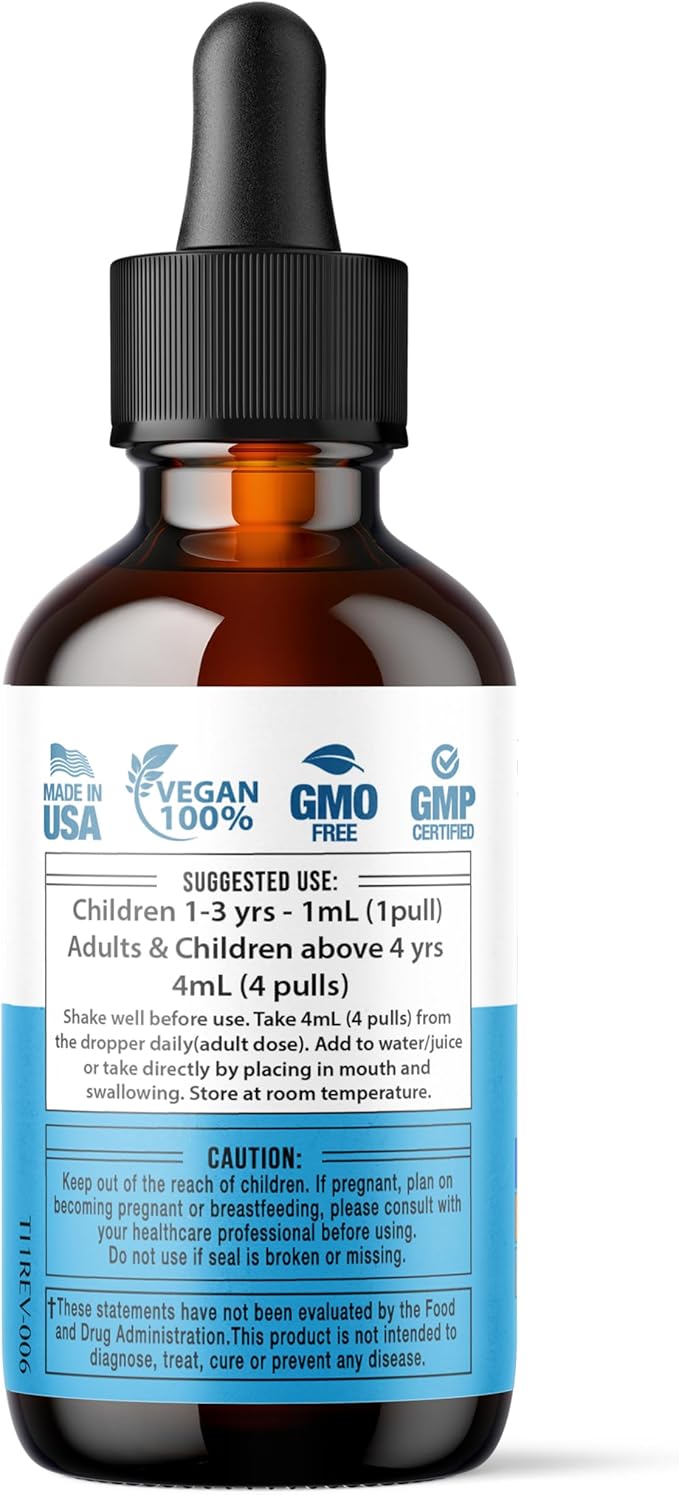 6-in-1 Liquid Multivitamin Supplement | 100% Daily Zinc, Vitamin D3 and Vitamin C Immunity Drops | Elderberry, Echinacea & Ginger Defense Support for Adults & Kids (Passion Fruit, 4oz-4pk)