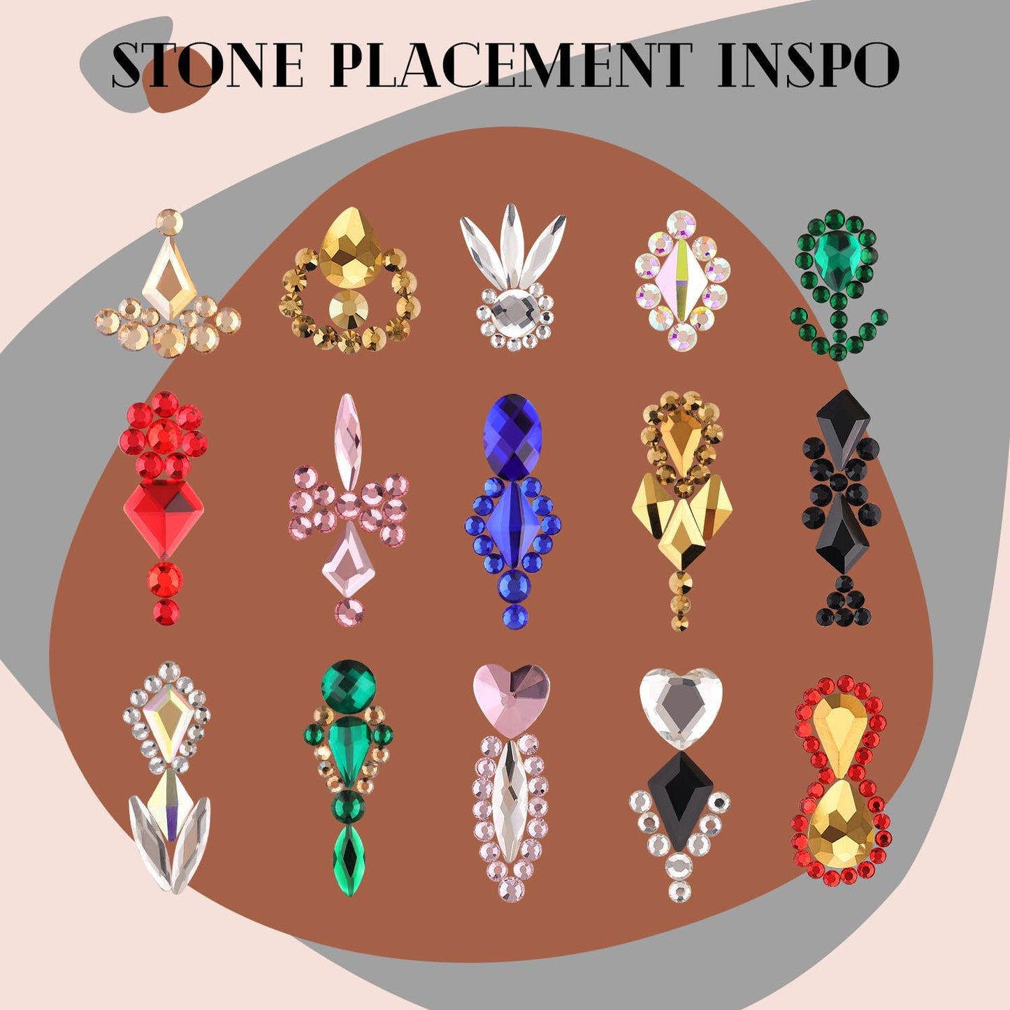 AB Glass Nail Rhinestones & Gems - 3220 Pcs Multi Shapes + 3100 Pcs Round Crystal with Glue Gel for Nail Art