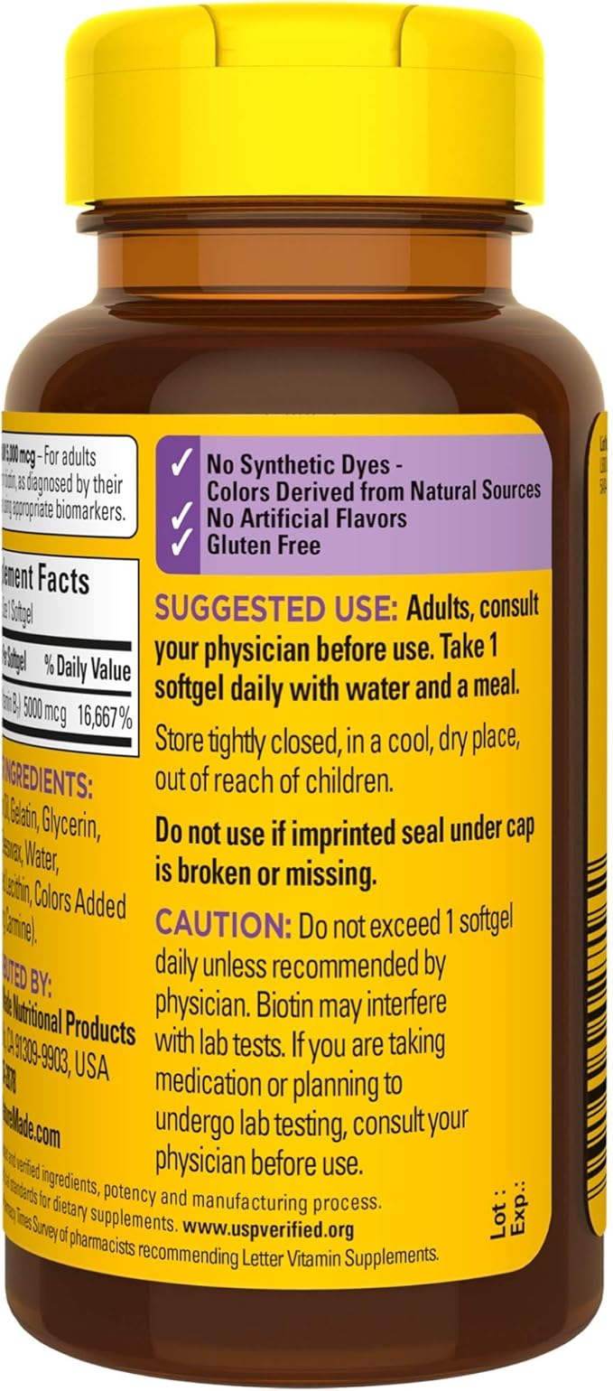 Maximum Strength Biotin 5000 mcg Softgels, 50 Count