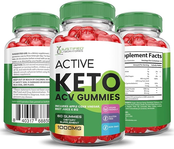 (2 Pack) Active Keto ACV Gummies Advanced Formula 1000MG ActiveKeto Keto Gummies Apple Cider Vinegar Formulated with Pomegranate Beet Juice Powder B12 Vegan Non GMO 120 Gummys
