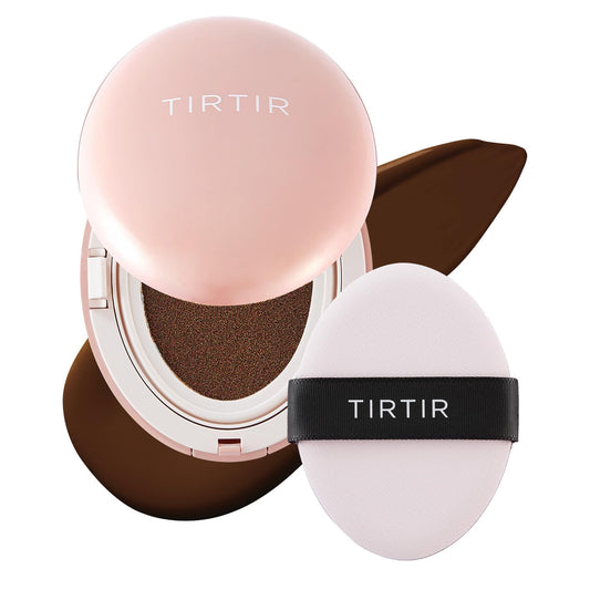 TIRTIR Mask Fit All Cover Pink Cushion Foundation | High coverage, Velvety Matte Finish, Lightweight, Flawless, Corrects Redness, Korean Cushion (#51N Fudge, Full Size, 0.63 Fl Oz)