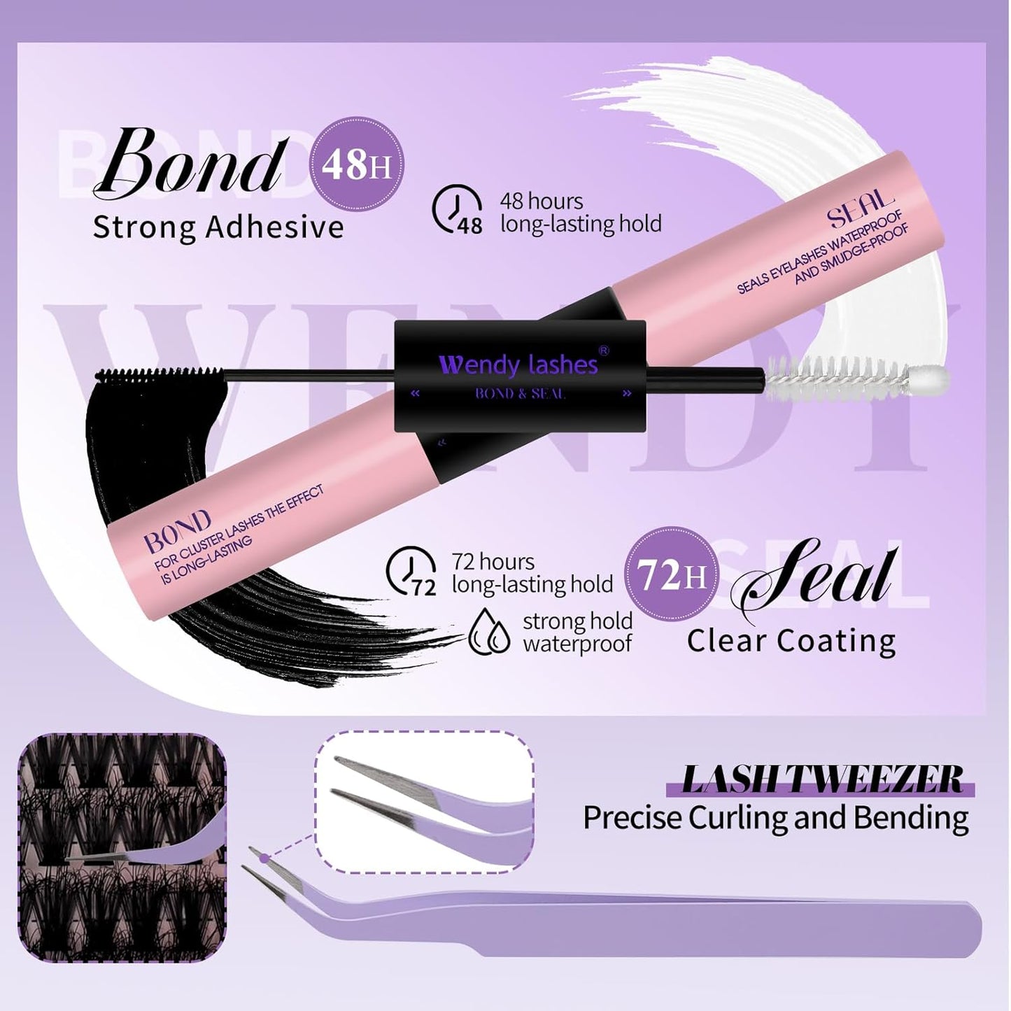 Lash Clusters Kit With Bottom Lashes 20/30D 3D Curl DIY Lash Extension Kit 12-18mm Multi-types Individual Lashes Bond and Seal, Spike, Volume Lashes Kit Lash Applicator(20/30 3DKit)