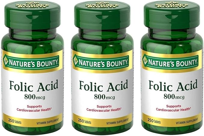 Folic Acid 800 mcg Tablets Maximum Strength, 3 Bottles (250 Count)