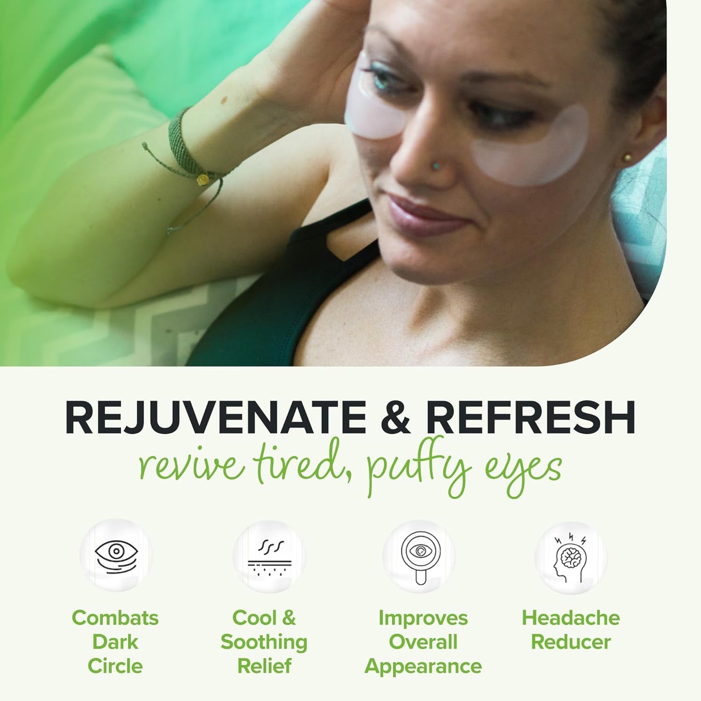 ToGoSpa Green Tea EYES, Dark Circle Warrior | Premium Clean Anti-Aging Gel Pads with Collagen, Hyaluronic Acid, Aloe Vera, Vitamins C & E, Taurine, and Green Tea Extract - 3 Pack