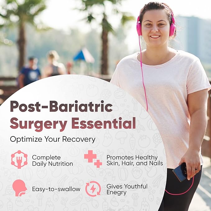 Bariatric Multivitamin with Iron for Post-Bariatric Surgery - Easy-to-Swallow Liquid Capsules with 42 Fruit & Veggie Blend - 120 Capsules, 2 Month Supply