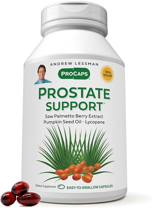 ANDREW LESSMAN Prostate Support Supplement for Men's Health, 180 Softgels, No Additives - Saw Palmetto for Men, Pumpkin Seed Oil, Lycopene & Omega-3 for Prostate Health, Urinary & Bladder Function