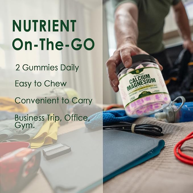 (2 Pack) Plant Based Calcium Supplement 600mg with Vitamin D3 K2, Zinc for Bone Strength, Sustainably Sourced Algae Calcium Magnesium 2:1 Ratio, Sugar Free Calcium Gummies 70+ Trace Minerals, Vegan