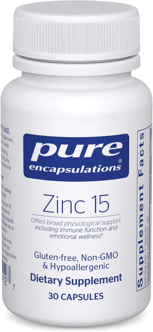 Pure Encapsulations Zinc 15 mg - Zinc Picolinate Supplement for Immune System Support, Growth & Development - for Wound Healing - with Premium Zinc Picolinate - 30 Capsules