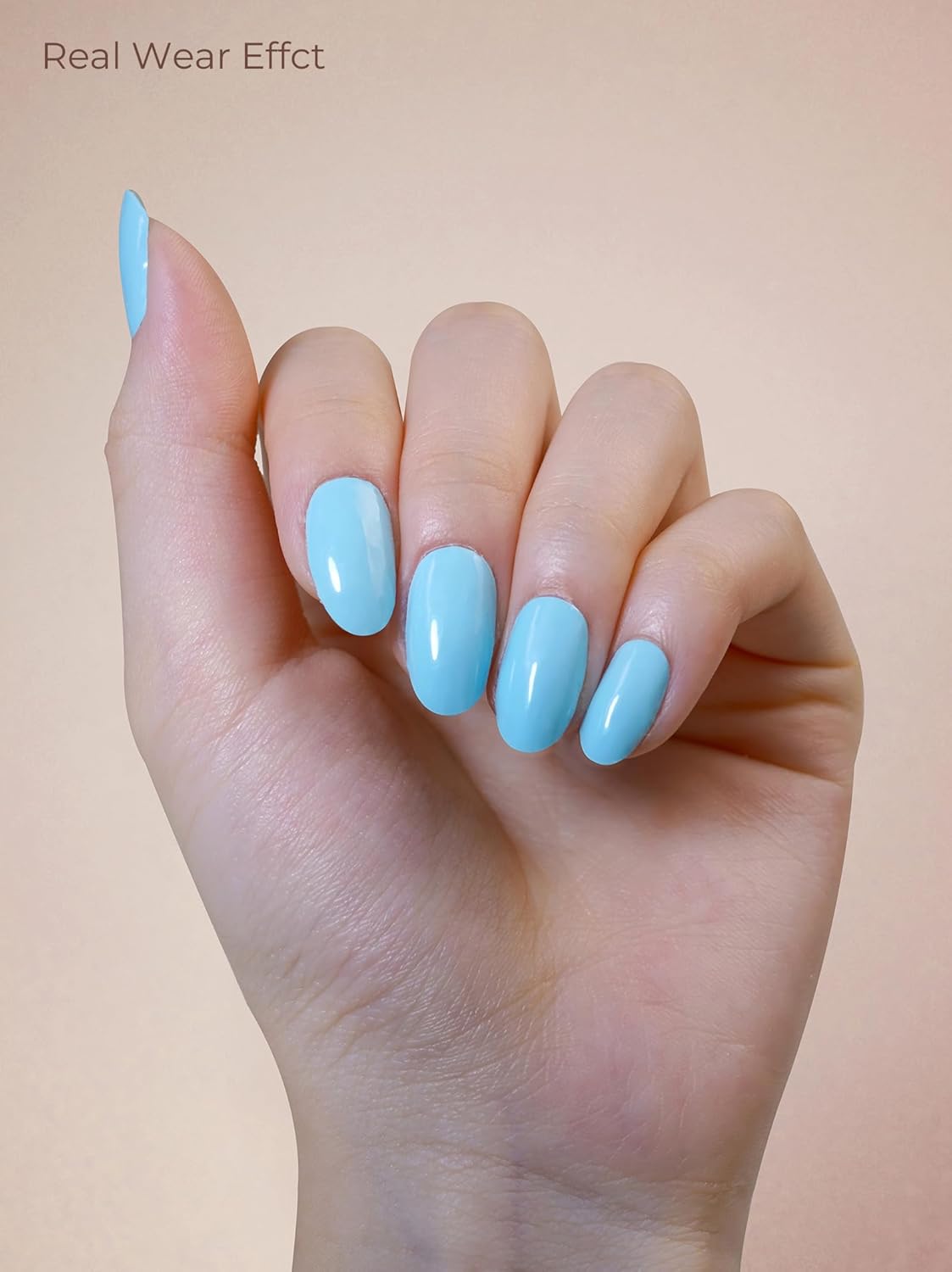 Pre Cured Gel Nail Strips - 44PCS Salon Quality Gel Nail Stickers - Long Lasting Polish Wraps for Women no UV Light Needed Easy Apply& Remove (Icy Blue)