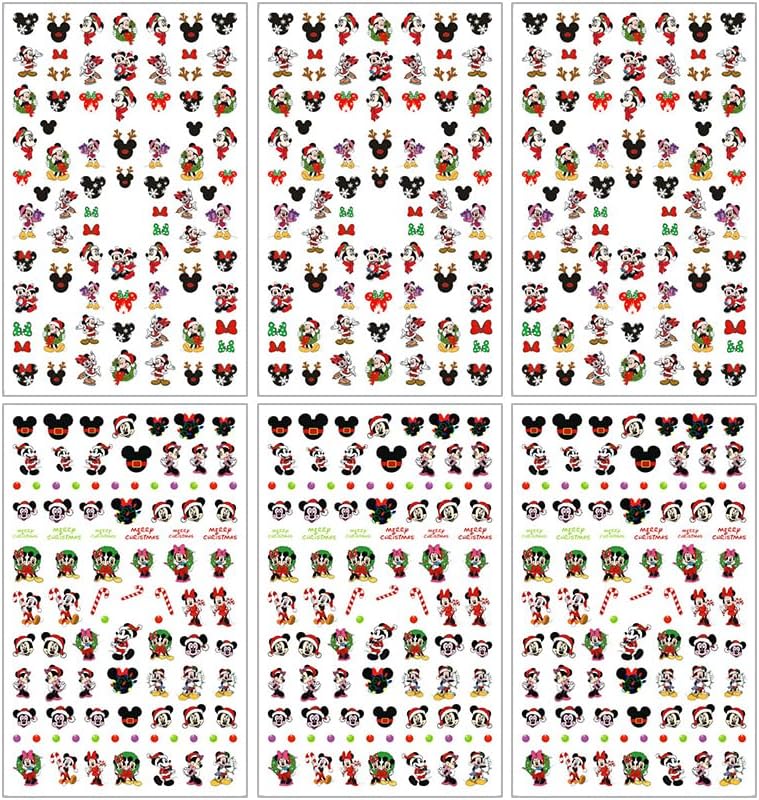 6 Sheets Christmas Nail Art Stickers Decals Cute Cartoon Snowflake Christmas Tree Self Adhesive Nail Stickers Supply Winter Xmas Nail Decals for Women DIY Manicure Tips Xmas Party Nail Decoration