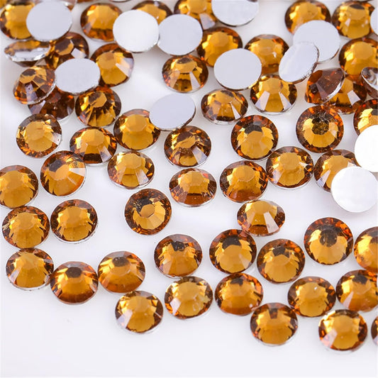500 Pieces SS30 6mm Flatback Rhinestones Clear Glass Round Gems Crystals for Nail Art DIY Crafts Clothes Shoes Bags （Yellow Coffee）