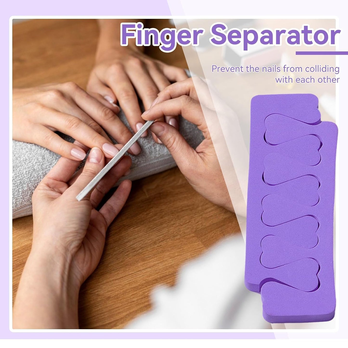 100PCS Sponge Toe Separator, Soft Toe Spreader Nail Art Finger Separator Divider Spacer Manicure Pedicure Tool for Nail Polish (Purple)