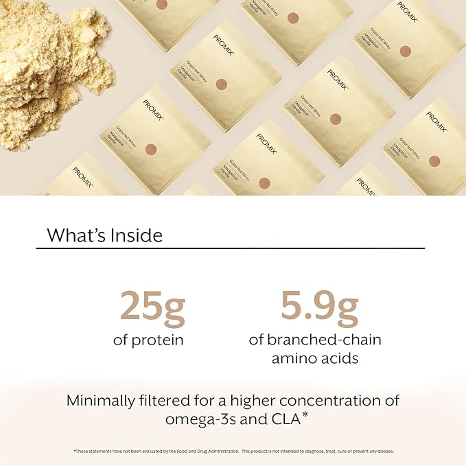 Promix Whey Protein Powder, Vanilla - 2.5lb Bulk - Grass-Fed & 100% All Natural - ­Post Workout Fitness & Nutrition Shakes, Smoothies, Baking & Cooking Recipes - Gluten-Free & Keto-Friendly