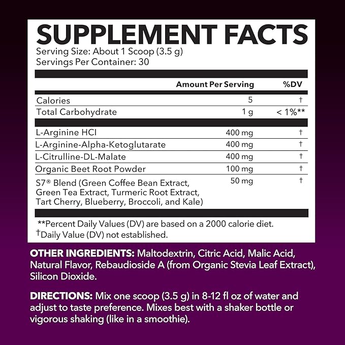 Pre Workout Powder - L Arginine Powder Nitric Oxide Supplement for Men and Women - Pre and Post Workout Support - L-Arginine L Citrulline and Beet Root Powder - Endurance and Performance - Mixed Berry