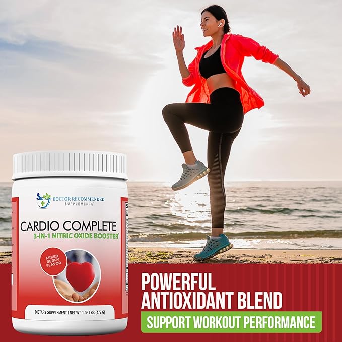 Cardio Complete - Heart Health Support Powder Supplement - 3-in-1 Nitric Oxide Booster with 5,000 L-Arginine, 1,000mg L-Citrulline, and Hawthorn Berry, 2 Pack
