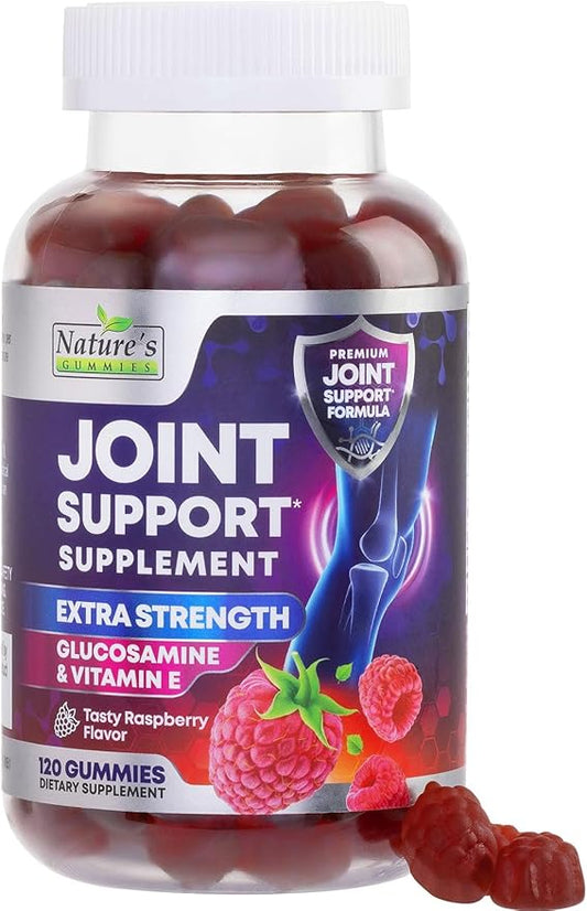 Joint Support Supplement - Extra Strength Glucosamine Joint Support Gummy - Joint Health Support & Flexibility for Back, Knees, & Hands - Vitamin E for Immune Support for Women & Men - 120 Gummies