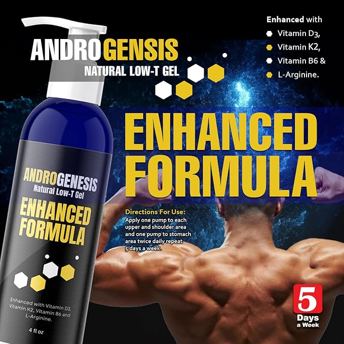 Enhanced Formula – Low T Support Gel – T Booster for Men – Muscle Recovery, Energy Booster, Healthy Aging – Now with Vitamins D3, K2, B6 and L-Arginine