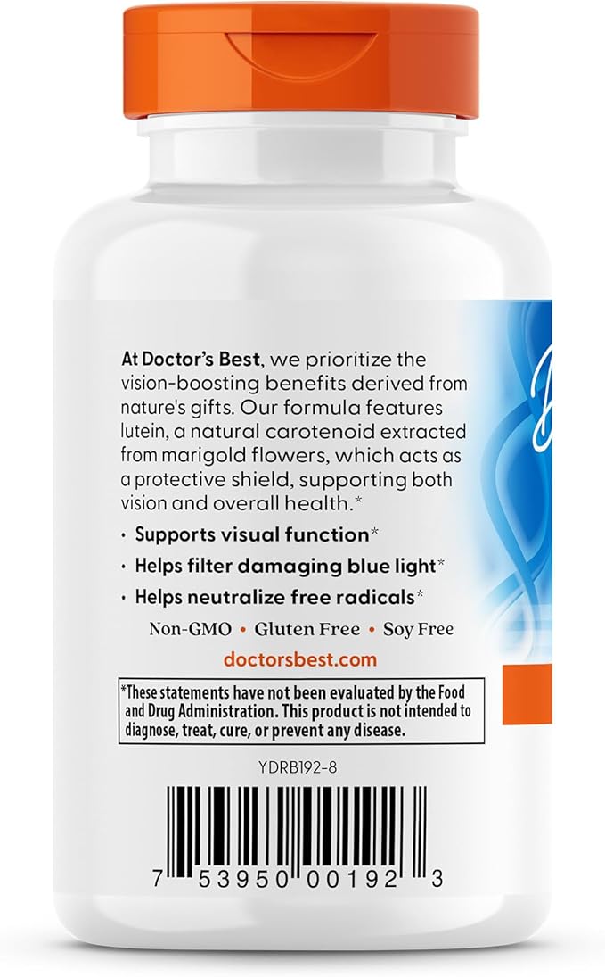 Doctor's Best Lutein with Gluten Free, Vision Support, 60 Softgels