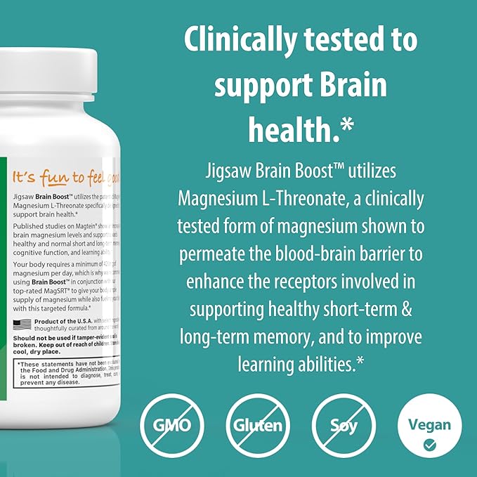 Jigsaw Health Brain Boost | Magnesium L-Threonate | 90 Capsules