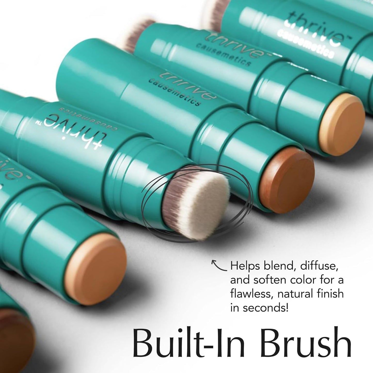 Thrive Causemetics Triple Threat Color Stick: Cream Bronzer & Contour Stick with Vitamin E, Evening Primrose Oil, Waterproof Smudge Proof Face Makeup Formula, Adrienne (Deep Tan Neutral)