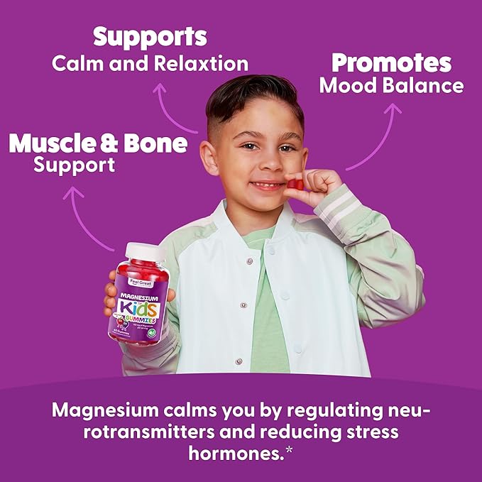 Feel Great Kids Calm Magnesium Gummies - Magnesium Supplement for Children - Magnesium Citrate Gummies - 60 Count