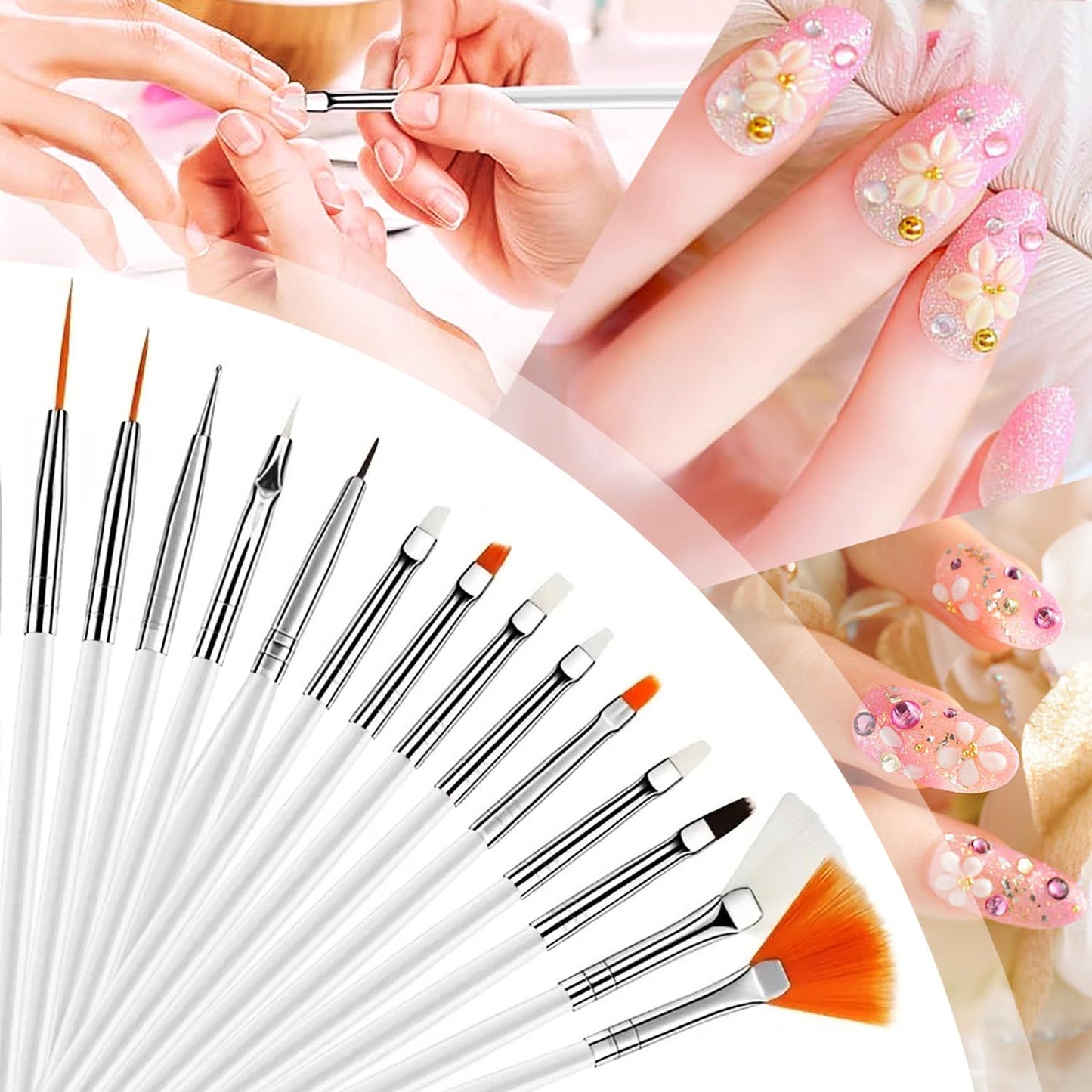 Nail Art Tools 27Pcs Set,Nail Art Brush,Resin Nail Art Palette,5 Pcs Nail Art Sculpture Pen,2-way Acrylic Silicone Engraving Pen Dotting Pen Tools Nail Art Kit for Nail Art DIY