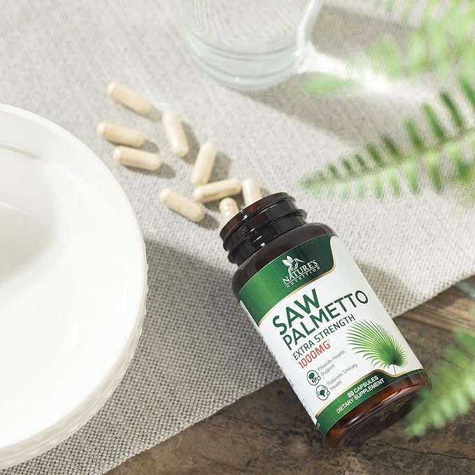 Saw Palmetto Extract Prostate Supplement - 1000 MG Saw Palmetto Supplement, Nature's Prostate Support Supplement for Men Health Support, Men's Prostate Urinary Health Support Supplement - 60 Capsules