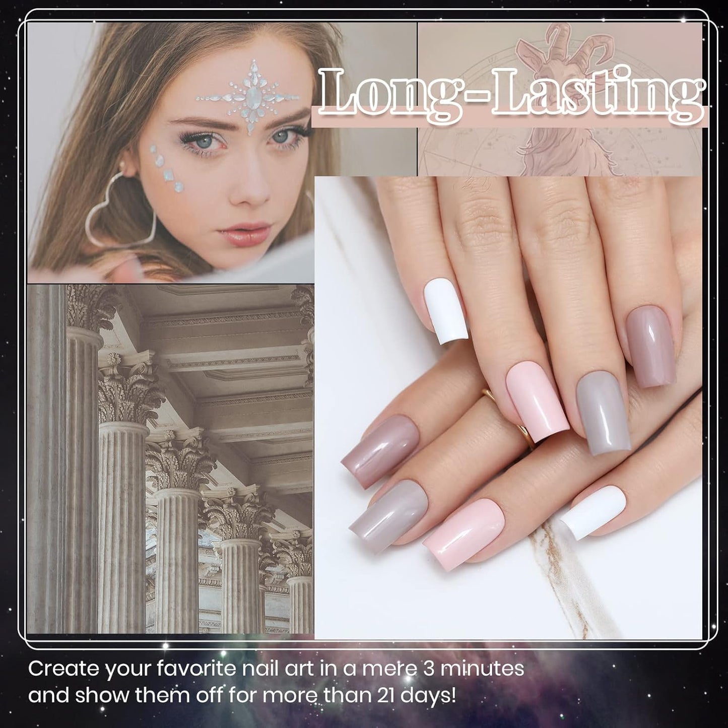 Beetles Nude Gray Gel Nail Polish Set, 6 Colors Nude Neutral Gel Polish Pink White Beige Grey Gel Polish Brown Taupe Gel Nail Polish Elegant Nail Art Manicure Kit Gifts for Women