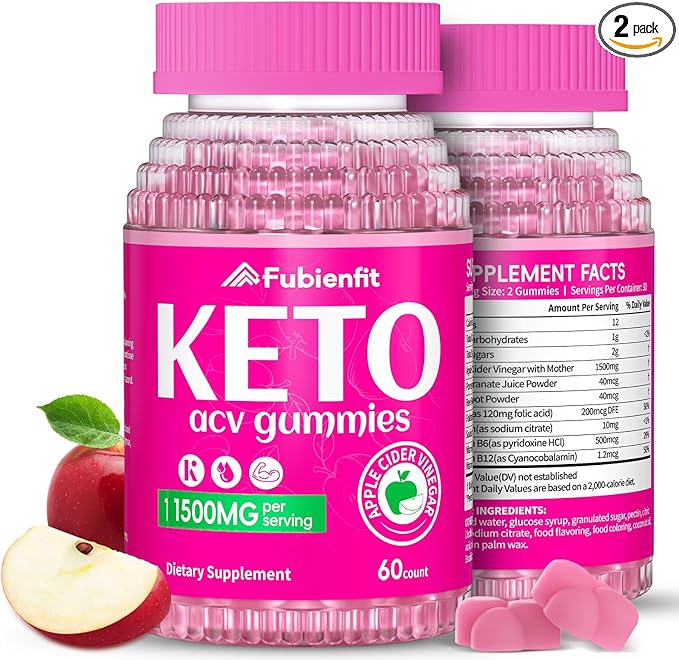 (2 Pack) Keto ACV Gummies Advanced Formula 1500MG Keto Gummies Apple Cider Vinegar Formulated with Pomegranate Beet Juice Powder B12 Vegan Non GMO 120 Gummys