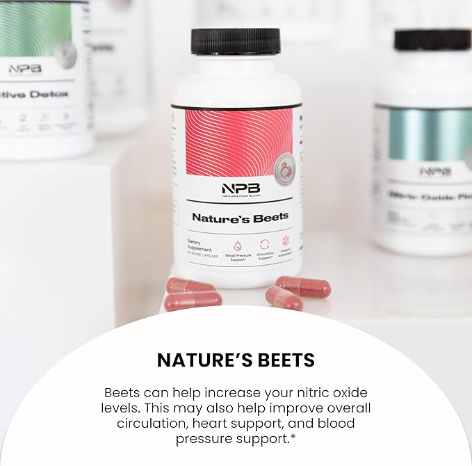 Nature's Pure Blend Organic Beets Capsule I Support Blood Flow, Blood Pressure, Heart Health I Energy Booster, L Arginine