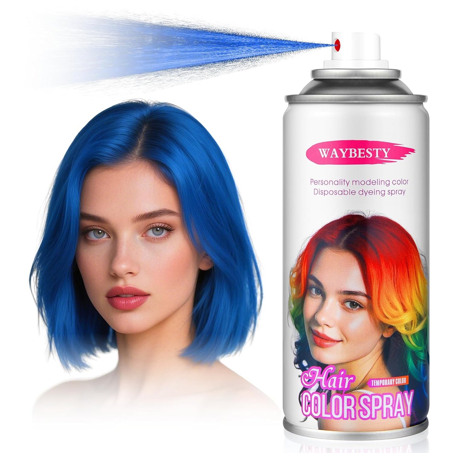 Temporary Hair Color Spray For Kids Women Men, Temporary Hair Dye Washable Hair Color Wax Non-Sticky For Cosplay Party DIY, Christmas Party, Halloween Crazy Hair Day(Blue, 4.06 oz)