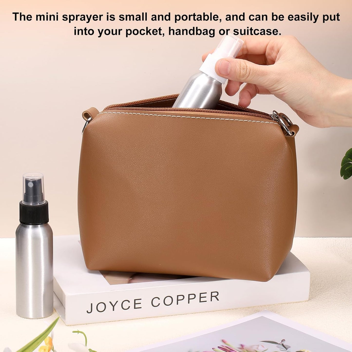 HARFINGTON 3pcs Aluminum Fine Mist Spray Bottles 300ml/10oz Metal Small Liquid Alcohol Refillable Travel Container with White Plastic Nozzle Cap for Perfume Skincare Cosmetic Storage Bottle