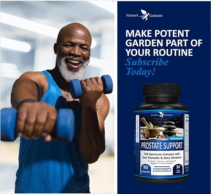 Potent Garden Prostate Support 33 Herbs Including Beta Sitosterol, Pygeum and Saw Palmetto for Men Prostate Health Supplements for Men, 90 Caps